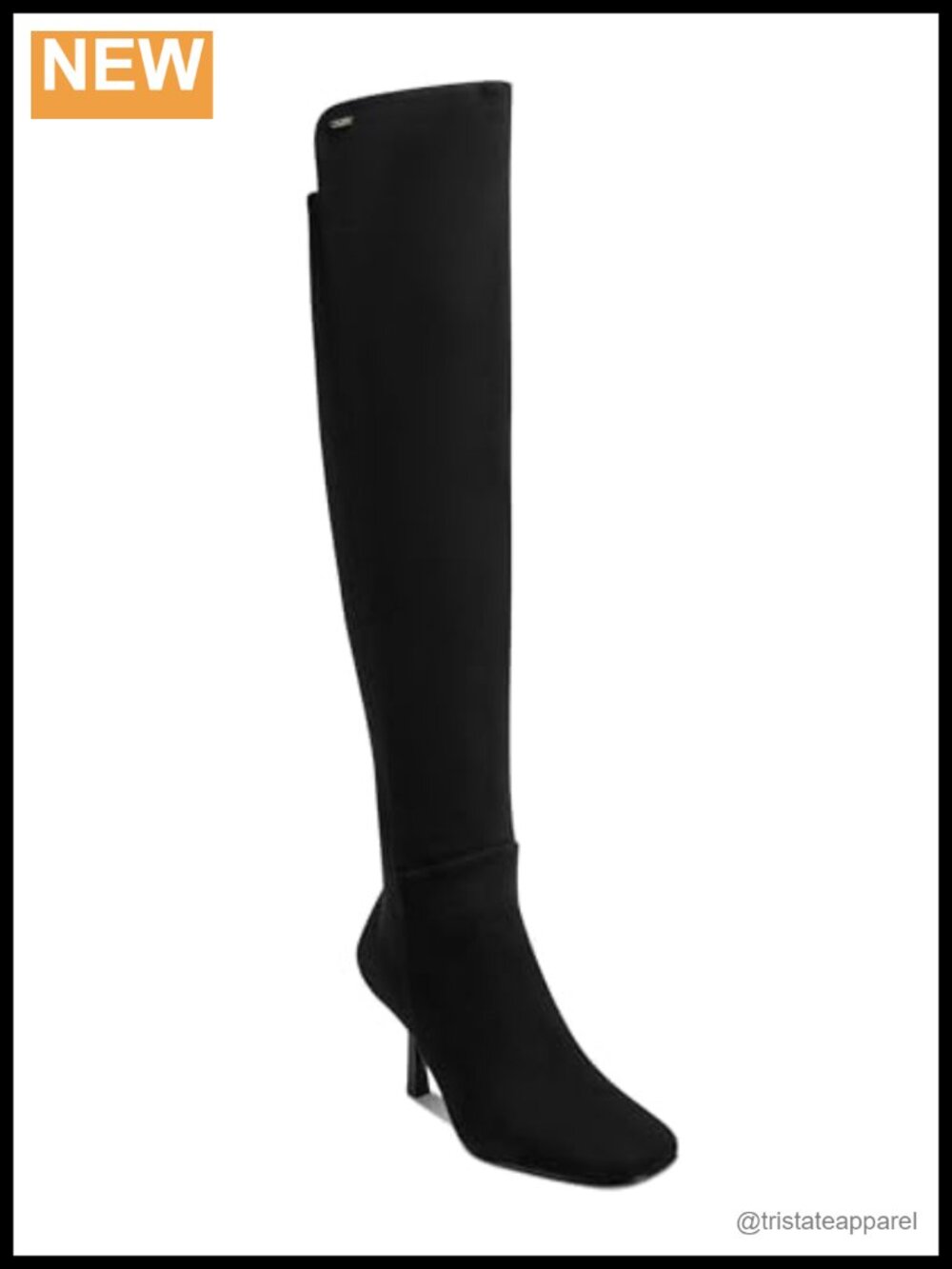 Knee High Heeled Boots Faux Leather Square Toe Block Heel Zip